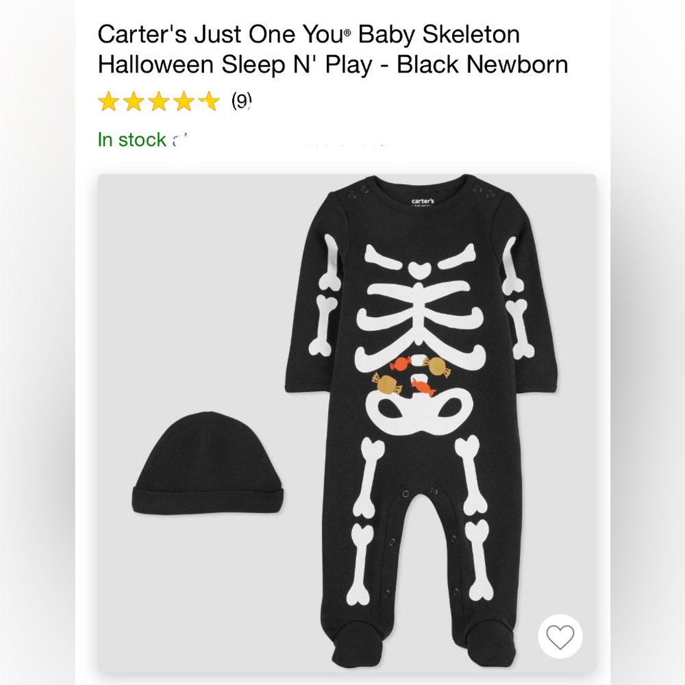 Newborn Halloween skeleton sleeper with hat
